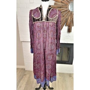 Vintage Indian 70s Mosaic Print Cotton Gauze Dress